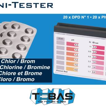 tester TEBAS chloru i ph z 40 tabletkami , 3-komorowy 